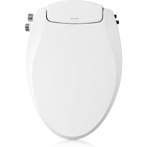 Brondell Bidet Toilet Seat, Non-Electric Swash Ecoseat, Fits Elongated Toilets, White - Dual Temperature, Dual Nozzle System - Bidet with Easy Installation