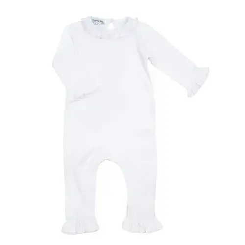 Magnolia Baby Girl Essentials White Playsuit with Pink Ruffle
