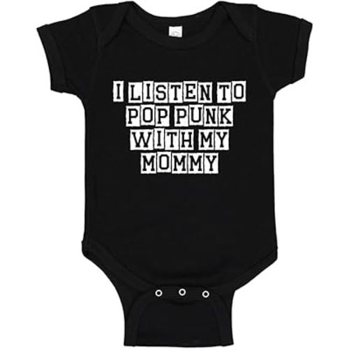 I Listen to Pop Punk with My Mommy Baby One Piece Bodysuit Or Toddler Shirt Cute Pop Punk Baby Outfit