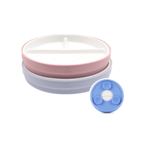 6.7"/16cm Porcelain White Divided Plates with Silicone Suction Sleeves