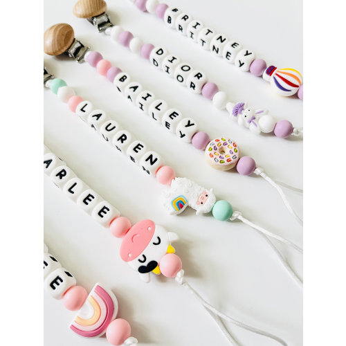 Pacifier Clip Personalized | Custom Binky | Pacifier Holder With Name | Custom Baby Shower Gift | Wooden Beech Holder | Baby Gift