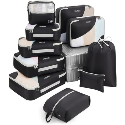 Packing Cubes, Set Of 6, Luggage Organizer Bags, Black, OlarHike