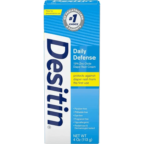 Desitin Daily Defense Baby Diaper Rash Cream with Zinc Oxide to Treat, Relieve & Prevent diaper rash, Hypoallergenic, Dye-, Phthalate- & Paraben-Free, 4 oz