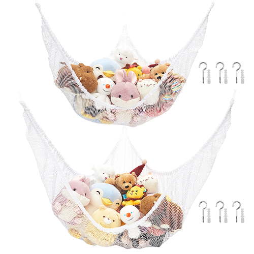 (2 pack) Toy Hammock Net- Corner Organizer Stuffed Animals Storage- Hanging Storage Net for Kids Toys