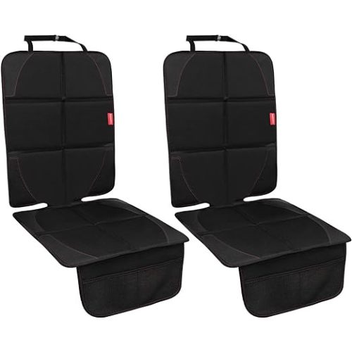 Car Seat Protector, 2 Pack Carseat Protector with Thick Padding, Baby/Pets for Child Car Seat-Mesh Pockets-Waterproof-Universal Size(Black)
