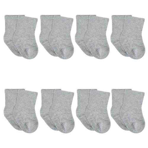 8-Pack Baby & Toddler Gray Heather Wiggle Proof® Jersey Crew Socks