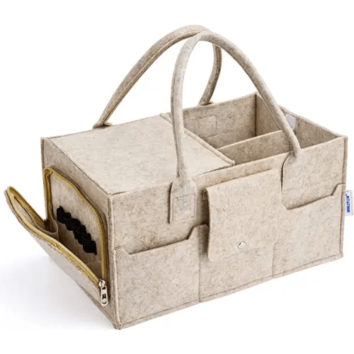 Maliton Baby Diaper Caddy Organizer with Handles, Felt Caddy for Changing Table, Newborn Essentials Bin with Lid