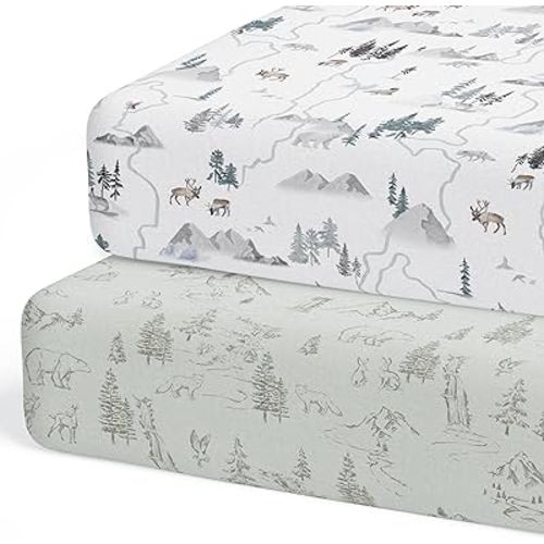 2-Pack Fitted Crib Sheets for Standard Crib (Arctic Journey) - Premium Fitted Sheets - Buttery Soft Cotton Blend