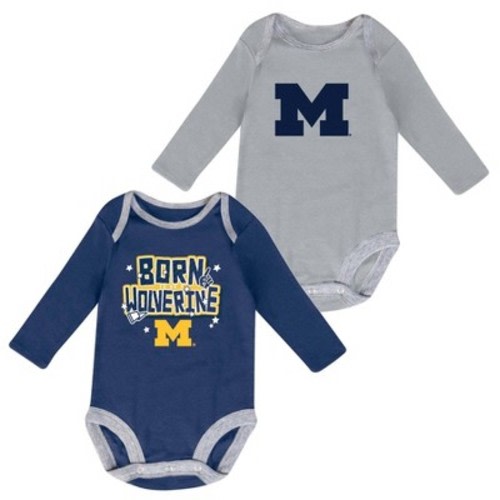 NCAA Michigan Wolverines Boys' 2pk Long Sleeve Bodysuit, Size: 6-9M