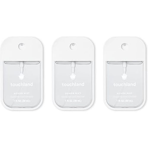 Touchland Power Mist Hydrating Hand Sanitizer Spray, DYE FREE Trio Set (Rainwater, Unscented, Beach Coco), 1 FL. OZ. Travel Size (Set of 3)