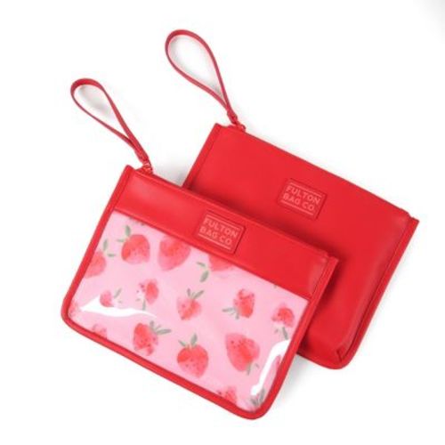 Fulton Bag Co. Leatherette Snack Pouch Sack 2pk - Strawberries: Zippered Lunch Sacks