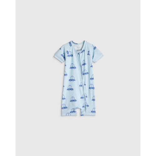 Bamboo Shortie Onesie Pajama - Baby in Blue Cars
