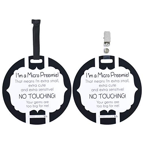 Three Little Tots Two Pack - Micro Preemie No Touching Baby Car Seat and Stroller Signs - CPSIA Safety Tested