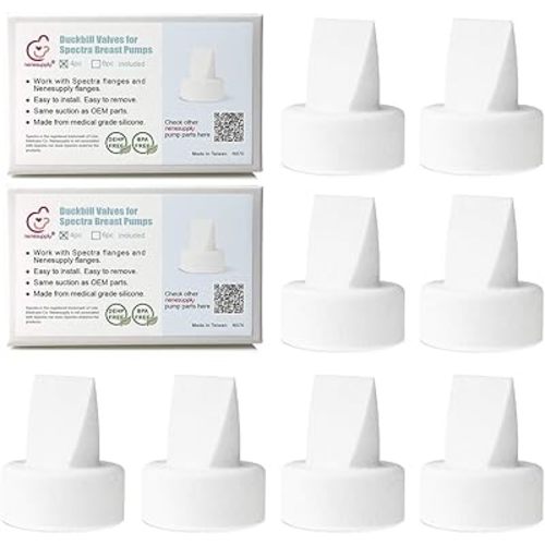 Nenesupply Duckbill Valves Compatible with Spectra S1 Accessories Spectra S2 9 Plus Breast Pump Not Original Spectra Pump Parts Not Original Spectra S2 Accesssories Replace Spectra Valves (8pc White)