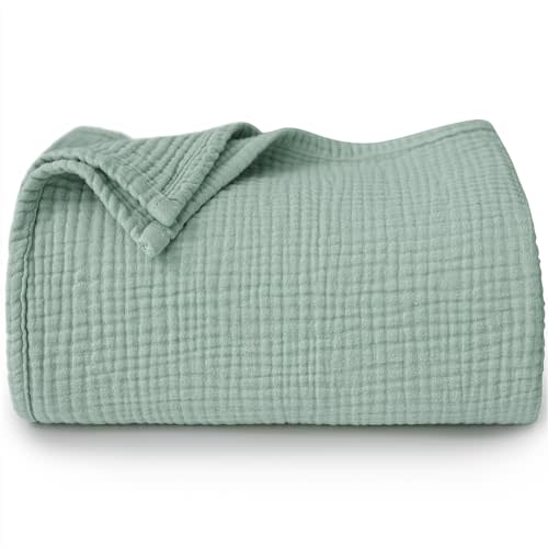 MairMore Muslin Baby Blanket for Boys and Girls, Neutral Cotton Crib Blanket for Newborn Infant Toddler - Soft and Breathable Baby Quilt (Green)