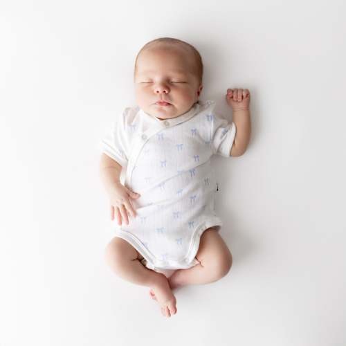 Pointelle Kimono Bodysuit in Sweet Blue Bow