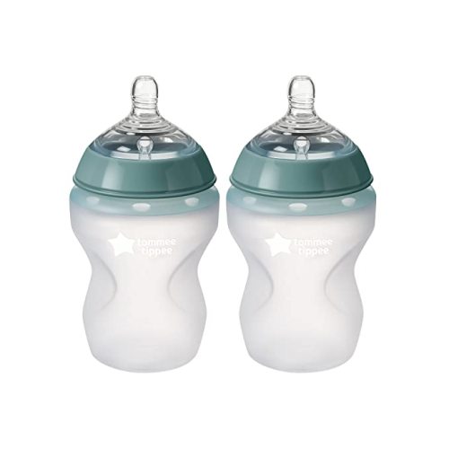 Tommee Tippee Closer to Nature Soft Feel Silicone Baby Bottle, Slow Flow Breast-Like Nipple with Anti-Colic Valve, Stain and Odor Resistant, 9oz, 2 Count - 2 Count (Pack of 1) - 9 Ounce