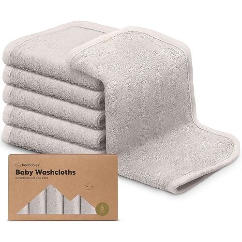 6-Pack Baby Washcloths - Soft Viscose Derived from Bamboo Washcloth, Baby Wash Cloths, Baby Wash Cloth for Newborn, Kids, Bath Baby Towels, Face Towel, Face Cloths for Washing Face(Heather)