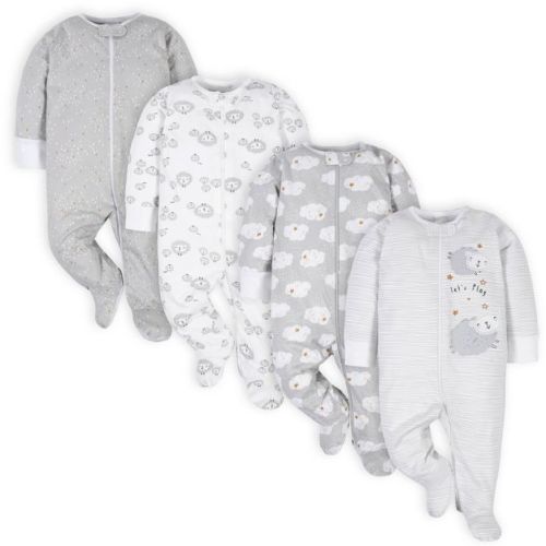 Gerber Baby Boys' Sleep 'n Plays With Mitten Cuffs - Sheep - 0-3 Months - 4-pack