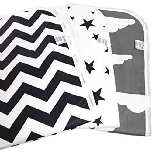 Changing Pad Liners [3 Pack Large] -Portable Changing Mat - 100% Waterproof - Absorbent - Unisex - Changing Table Cover - 19.5" x 27.5" (50cm x 70cm) - by Kinpa Baby (Black Set)