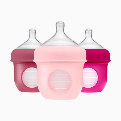 Boon NURSH Silicone Pouch Bottles - Pink, 4 Oz