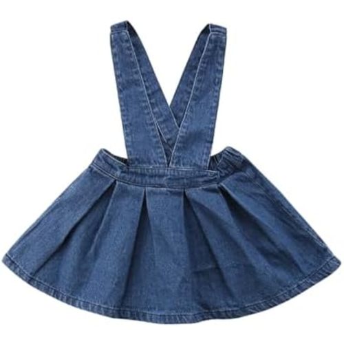 Toddler Girls Denim Dress Suspender Denim Skirt Infant Baby Girl Strap Dress Overalls Outfit