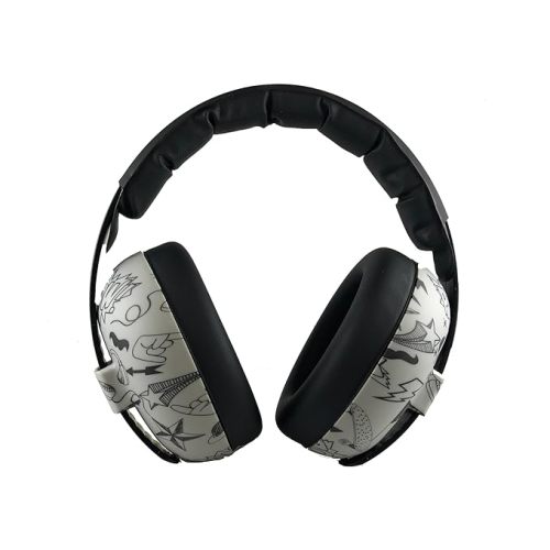 Banz Bubzee Baby Ear Defenders 0-36 Months, Noise Cancelling Headphones for Kids - Grey Doodle