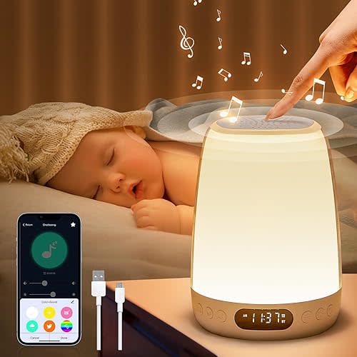 One Fire Baby Night Light for Kids, 48 RGB Colors Dimmable,Rechargeable Small Touch Lamp,Portable Smart Lamp for Bedroom APP+Timer+Sunrise Alarm Clock Night Lamp