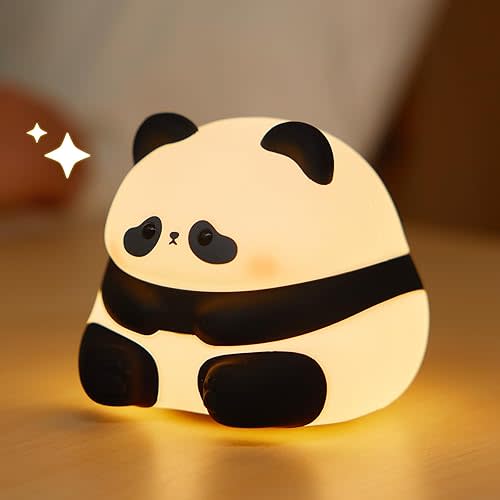 Cute Panda Night Light LED Silicone Squishy Animal Lamp for Kids – 3 Dimming Levels Ideal Nightlight for Nursery – for Boys and Girls – Fun Room Decor – Soft and Safe Breastfeeding Light