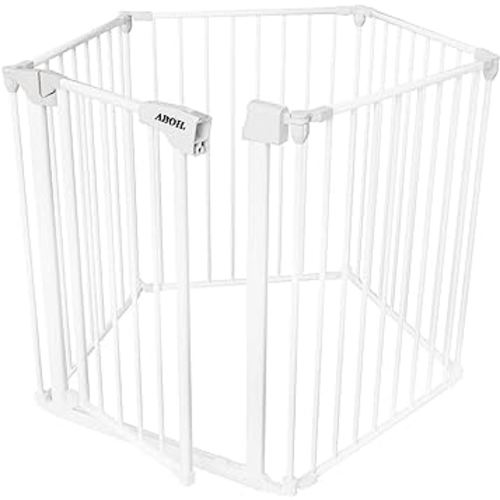 ABOIL 122" Baby Gate Extra Wide for House Stairs Doorways Fireplace, Child Safety Gate, Auto Close, Hardware Mounted (122in - White)