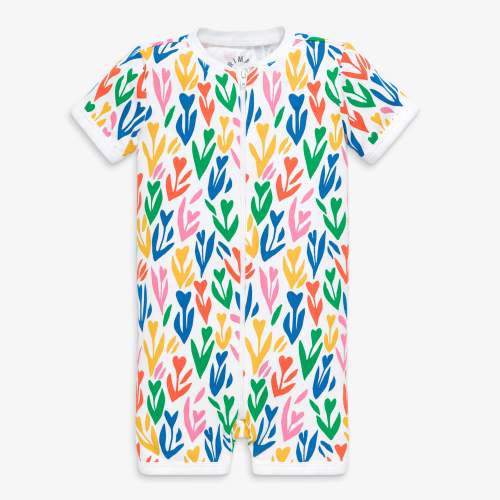 Baby organic zip shortie in rainbow tulip fields | Primary.com