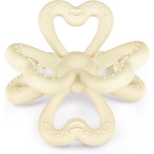 Haakaa Silicone Clover Teether Toy - Food Grade Silicone Teething Toys for Babies 3-6 Months 6-12 Months, Soft & Easy Hold Chew Toy for Infant, BPA Free (Oat)