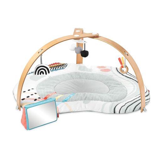 Skip Hop Baby Play Gym Montessori-Inspired 3-in-1 Sensory Tummy Time Activity Mat with 25+ Developmental Activities 4 Toys and 5 Parent Guide Cards with Stage-Based Activities Discoverosity Age 0-2y