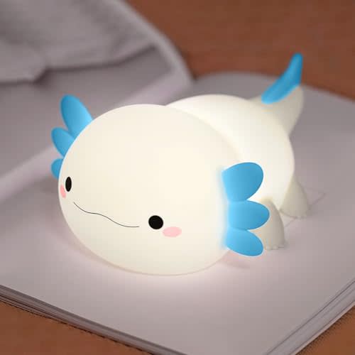 FAMIDUO Axolotl Lamp,Cute Axolotl Night Light,Dimmable Silicone Animal Nursery Night Light,Kawaii Rechargeable Squishy Novelty Bedside Touch Lamp,Baby Room Decor, Axolotl Gifts for Kids/Boys