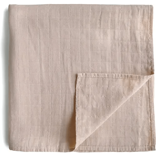 mushie Muslin Baby Swaddle Blanket | 100% Organic Cotton (Blush)