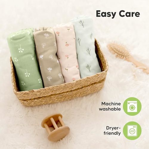 Wild 4-Pack Organic Muslin Swaddle Blankets - Unisex Baby Swaddle Blankets for Newborns