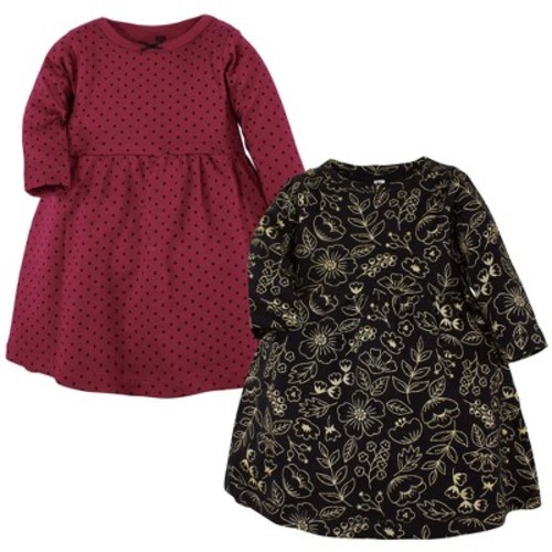 Hudson Baby Girl Cotton Dresses, Gold Botanical, Size: 0-3 months