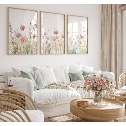 Set of 3 Wildflower nursery prints,Baby girl nursery,Nursery wall art,Floral nursery art,wildflower print,Nursery print,Girl nursery,Nursery