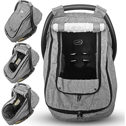 Waterproof Baby Car Seat Cover | Windproof Carseat Cover for Babies | Infant Car Seat Canopy for Boys and Girls | Gray