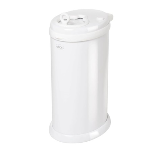 Ubbi Steel Diaper Pail, Odor Locking, No Special Bag Required, Award-Winning, Registry Must-Have, White