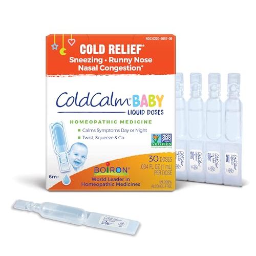 Boiron ColdCalm Baby Single-Use Drops for Relief from Cold Symptoms of Sneezing, Runny Nose, and Nasal Congestion - Sterile and Non-Drowsy Liquid Doses - 30 Count