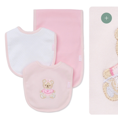 Pink Bear Bib & Burp Set