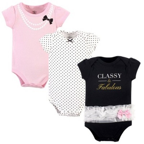 Little Treasure Baby Girl Cotton Bodysuits 3pk, Classy, 3-6 Months