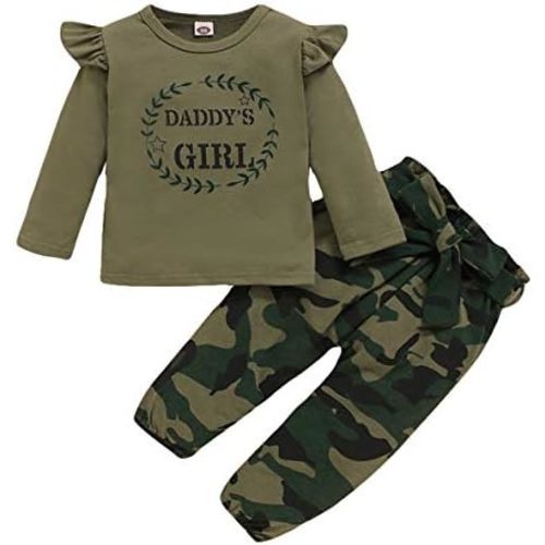 Mikrdoo Baby Girl Clothes Toddler Girl Outfits Long Sleeve Ruffle Shirt Tops Pants Little Girl Outfit Set