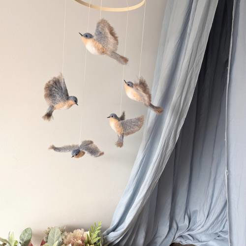 Bluebirds nursery, Neutral baby mobile, Bluebirds mobile, Baby nursery mobile, Crib mobile birds, Garden baby mobile, Birds baby shower