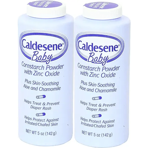 Caldesene Cornstarch Baby Powder with Zinc Oxide, Talc-Free Baby Powder, 5 Oz (2 Pack)