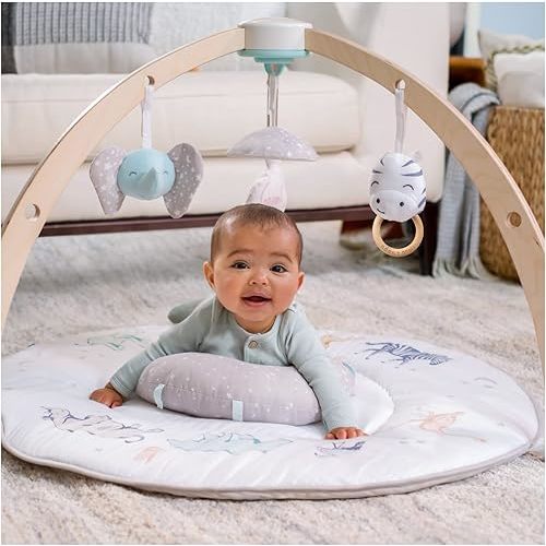 aden + anais Play and Discover Baby Activity Gym – 30+ Developmental Benefits - 3 Attachable Toys + Plush Tummy Time Pillow – 100% Cotton Muslin – Machine Washable