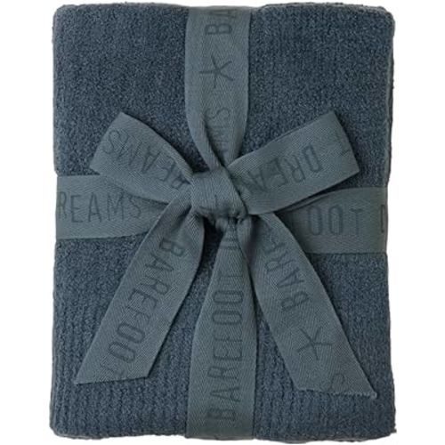 Barefoot Dreams CozyChic Lite Ribbed Baby Blanket, Smokey Blue 30"x40"