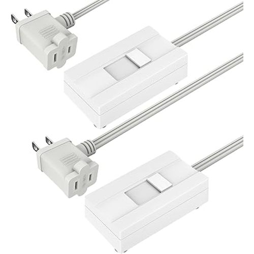 TOPGREENER Table-Top Plug in Dimmer for Table or Floor Lamps, Slide Control, Works with 360 Watt Incandescent and 150 Watt Dimmable CFL/LED, Off at Lowest dim, 6ft Cord, TGTTDL300-W, White, 2 Pack