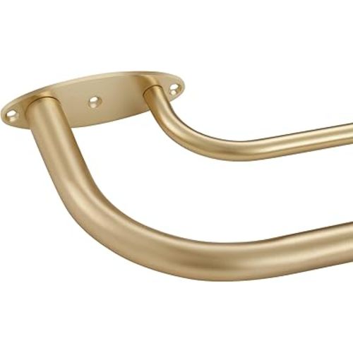 Room Darkening Wrap Around Double Curtain Rod Set,Extendable Metal Rod Set 1 Inches Front and 5/8 Inches for Window 48-84",Gold